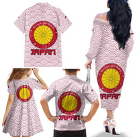 Japan Christmas Family Matching Off The Shoulder Long Sleeve Dress and Hawaiian Shirt with Sleeping Polar Bear Pine Trees and Chrysanthemum Crest Pattern - Wonder Print Shop