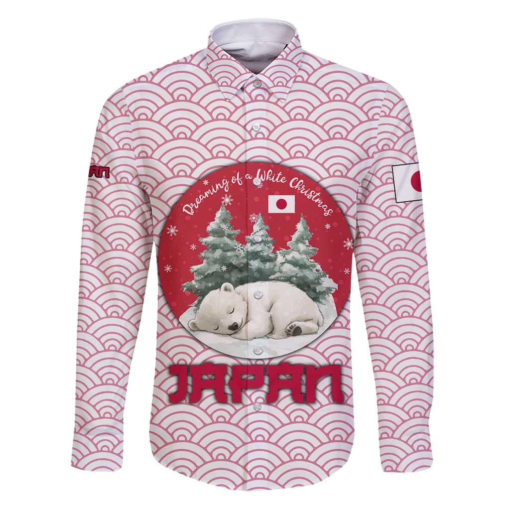 Japan Christmas Family Matching Puletasi and Hawaiian Shirt with Sleeping Polar Bear Pine Trees and Chrysanthemum Crest Pattern - Wonder Print Shop