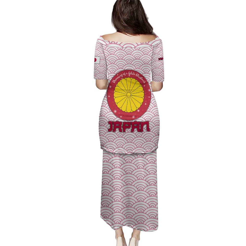 Japan Christmas Family Matching Puletasi and Hawaiian Shirt with Sleeping Polar Bear Pine Trees and Chrysanthemum Crest Pattern - Wonder Print Shop