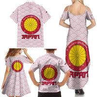 Japan Christmas Family Matching Summer Maxi Dress and Hawaiian Shirt with Sleeping Polar Bear Pine Trees and Chrysanthemum Crest Pattern - Wonder Print Shop