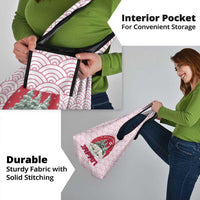 Japan Christmas Grocery Bag with Sleeping Polar Bear Pine Trees and Chrysanthemum Crest Pattern - Wonder Print Shop