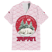 Japan Christmas Hawaiian Shirt with Sleeping Polar Bear Pine Trees and Chrysanthemum Crest Pattern - Wonder Print Shop