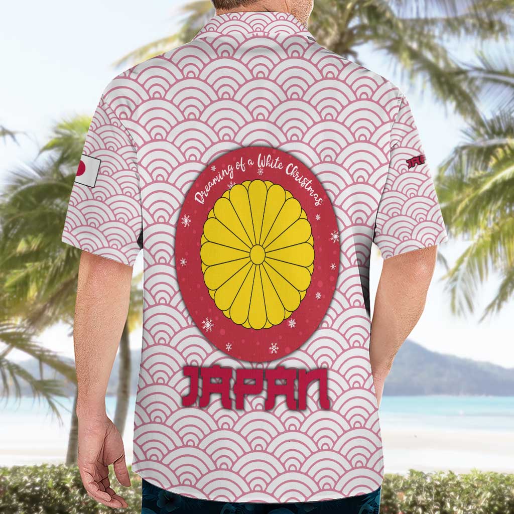 Japan Christmas Hawaiian Shirt with Sleeping Polar Bear Pine Trees and Chrysanthemum Crest Pattern - Wonder Print Shop