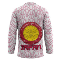 Japan Christmas Hockey Jersey with Sleeping Polar Bear Pine Trees and Chrysanthemum Crest Pattern - Wonder Print Shop