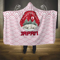 Japan Christmas Hooded Blanket with Sleeping Polar Bear Pine Trees and Chrysanthemum Crest Pattern - Wonder Print Shop