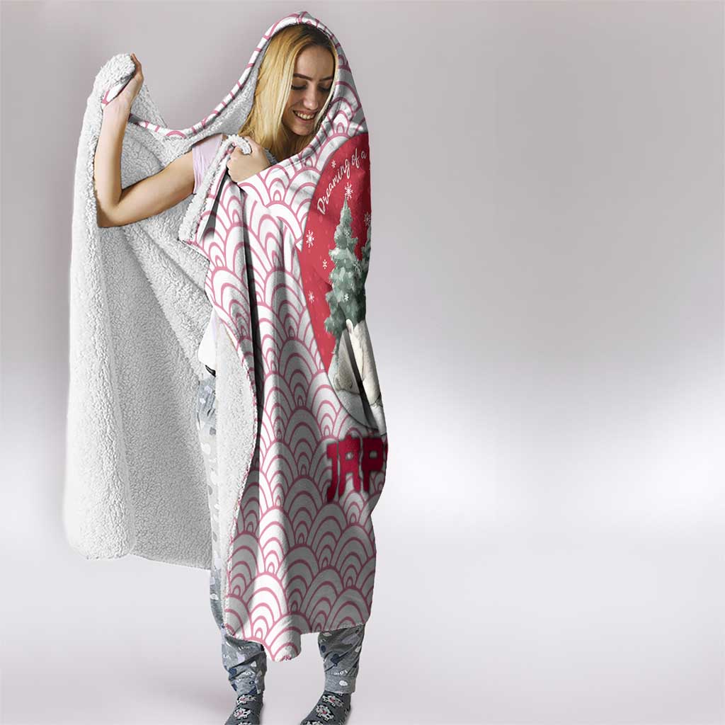 Japan Christmas Hooded Blanket with Sleeping Polar Bear Pine Trees and Chrysanthemum Crest Pattern - Wonder Print Shop