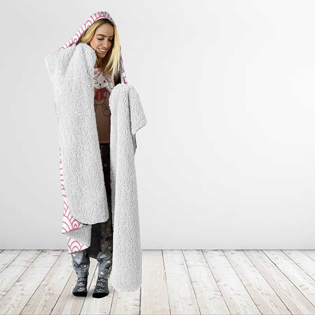 Japan Christmas Hooded Blanket with Sleeping Polar Bear Pine Trees and Chrysanthemum Crest Pattern - Wonder Print Shop