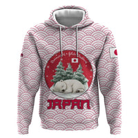 Japan Christmas Hoodie with Sleeping Polar Bear Pine Trees and Chrysanthemum Crest Pattern - Wonder Print Shop
