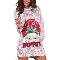 Japan Christmas Hoodie Dress with Sleeping Polar Bear Pine Trees and Chrysanthemum Crest Pattern - Wonder Print Shop