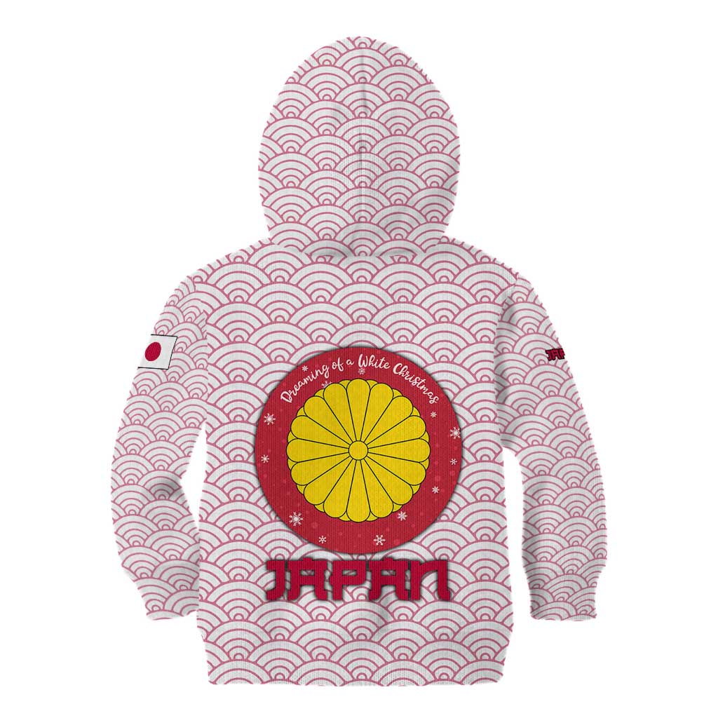 Japan Christmas Kid Hoodie with Sleeping Polar Bear Pine Trees and Chrysanthemum Crest Pattern - Wonder Print Shop