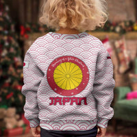 Japan Christmas Kid Ugly Christmas Sweater with Sleeping Polar Bear Pine Trees and Chrysanthemum Crest Pattern - Wonder Print Shop