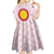 Japan Christmas Kid Short Sleeve Dress with Sleeping Polar Bear Pine Trees and Chrysanthemum Crest Pattern - Wonder Print Shop