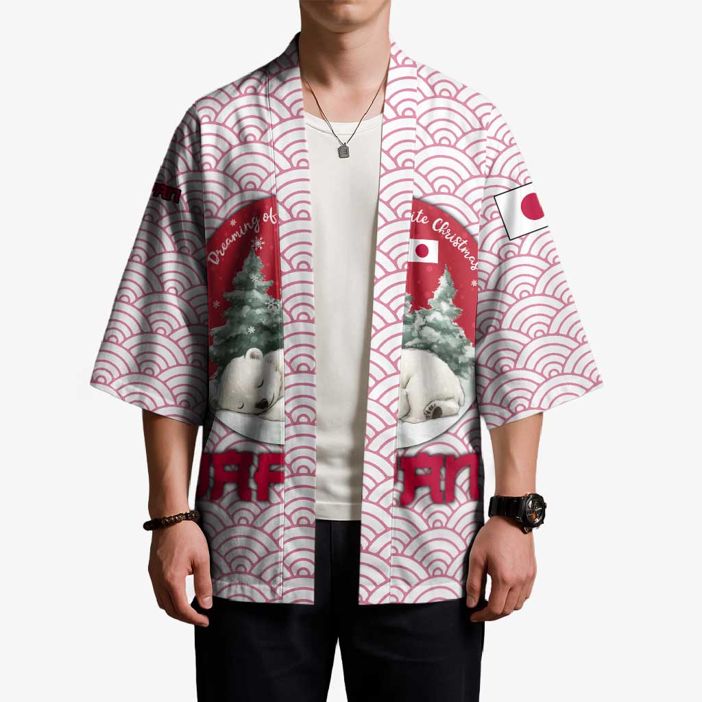 Japan Christmas Kimono with Sleeping Polar Bear Pine Trees and Chrysanthemum Crest Pattern - Wonder Print Shop