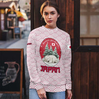 Japan Christmas Ugly Christmas Sweater with Sleeping Polar Bear Pine Trees and Chrysanthemum Crest Pattern - Wonder Print Shop