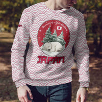 Japan Christmas Ugly Christmas Sweater with Sleeping Polar Bear Pine Trees and Chrysanthemum Crest Pattern - Wonder Print Shop