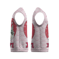 Japan Christmas Knitted V-Neck Vest with Sleeping Polar Bear Pine Trees and Chrysanthemum Crest Pattern - Wonder Print Shop