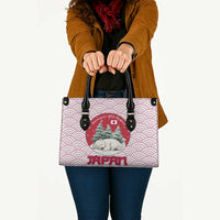 Japan Christmas Leather Bag with Sleeping Polar Bear Pine Trees and Chrysanthemum Crest Pattern - Wonder Print Shop
