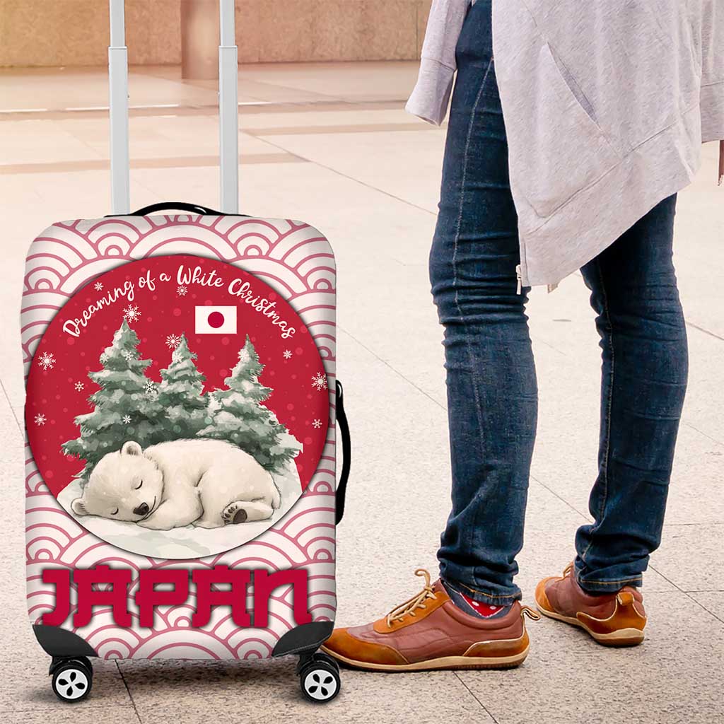 Japan Christmas Luggage Cover with Sleeping Polar Bear Pine Trees and Chrysanthemum Crest Pattern - Wonder Print Shop