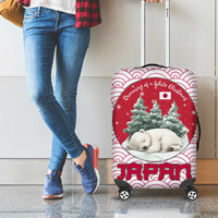 Japan Christmas Luggage Cover with Sleeping Polar Bear Pine Trees and Chrysanthemum Crest Pattern - Wonder Print Shop