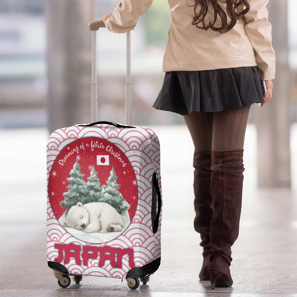 Japan Christmas Luggage Cover with Sleeping Polar Bear Pine Trees and Chrysanthemum Crest Pattern - Wonder Print Shop