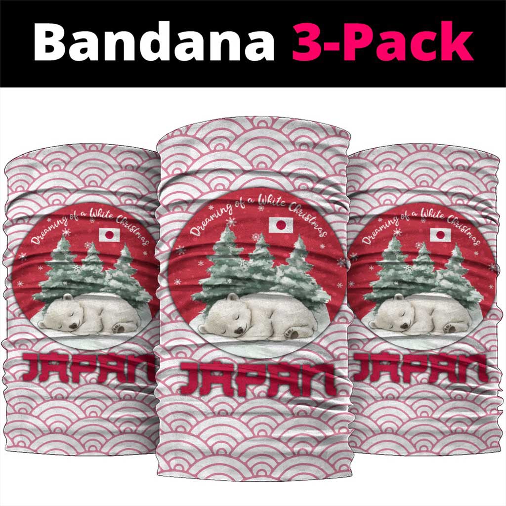 Japan Christmas Neck Gaiter with Sleeping Polar Bear Pine Trees and Chrysanthemum Crest Pattern - Wonder Print Shop