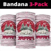 Japan Christmas Neck Gaiter with Sleeping Polar Bear Pine Trees and Chrysanthemum Crest Pattern - Wonder Print Shop