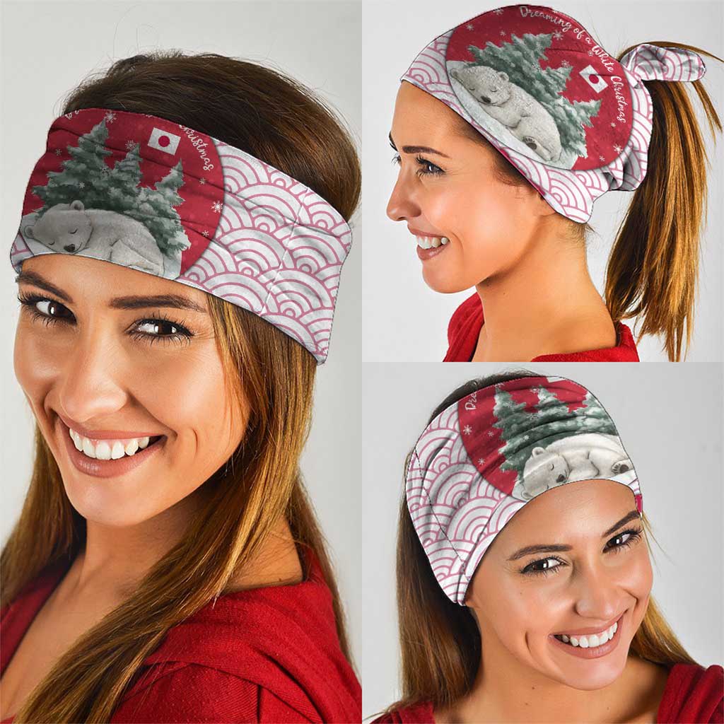 Japan Christmas Neck Gaiter with Sleeping Polar Bear Pine Trees and Chrysanthemum Crest Pattern - Wonder Print Shop