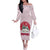 Japan Christmas Off The Shoulder Long Sleeve Dress with Sleeping Polar Bear Pine Trees and Chrysanthemum Crest Pattern - Wonder Print Shop