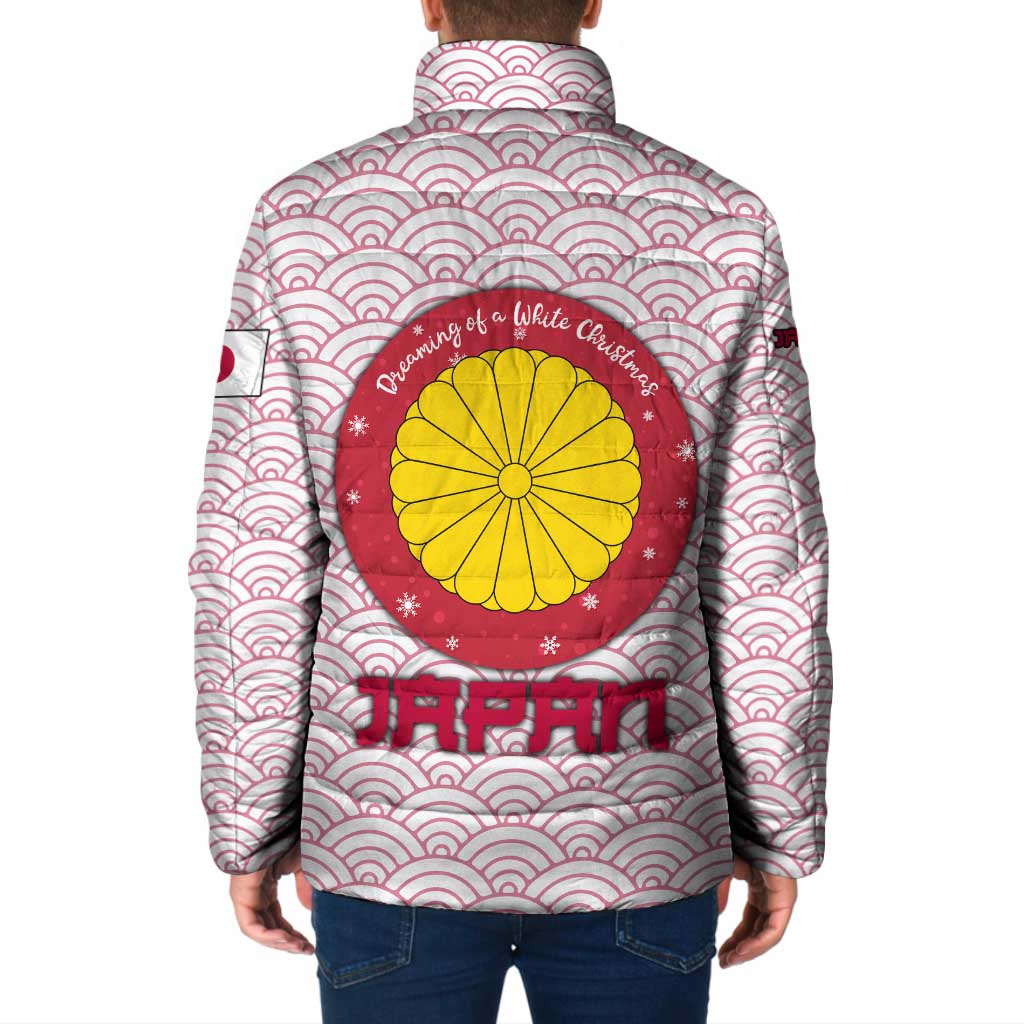 Japan Christmas Padded Jacket with Sleeping Polar Bear Pine Trees and Chrysanthemum Crest Pattern - Wonder Print Shop