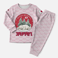 Japan Christmas Pajama Set with Sleeping Polar Bear Pine Trees and Chrysanthemum Crest Pattern - Wonder Print Shop