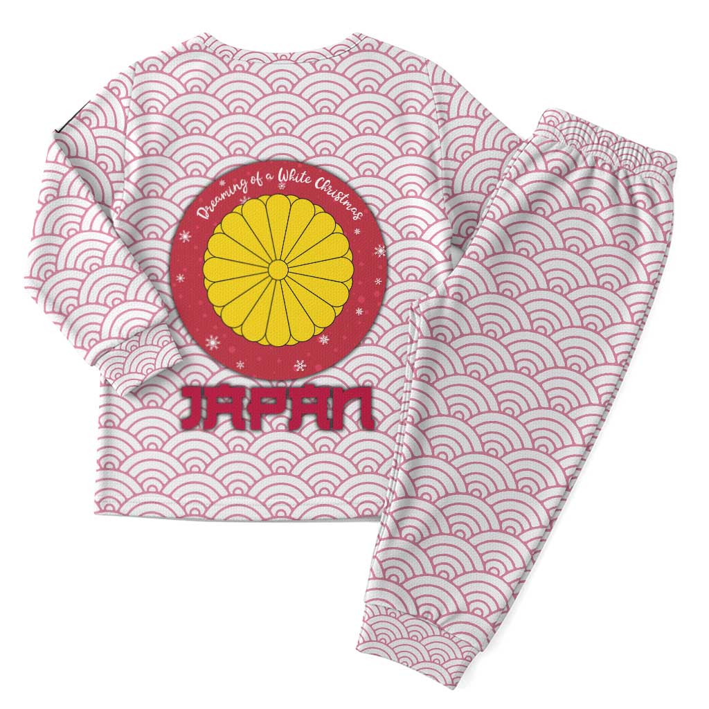 Japan Christmas Pajama Set with Sleeping Polar Bear Pine Trees and Chrysanthemum Crest Pattern - Wonder Print Shop