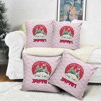 Japan Christmas Pillow Cover with Sleeping Polar Bear Pine Trees and Chrysanthemum Crest Pattern - Wonder Print Shop