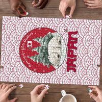 Japan Christmas Puzzle with Sleeping Polar Bear Pine Trees and Chrysanthemum Crest Pattern - Wonder Print Shop