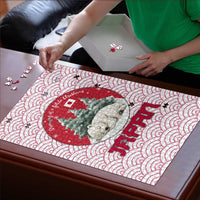 Japan Christmas Puzzle with Sleeping Polar Bear Pine Trees and Chrysanthemum Crest Pattern - Wonder Print Shop