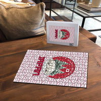 Japan Christmas Puzzle with Sleeping Polar Bear Pine Trees and Chrysanthemum Crest Pattern - Wonder Print Shop