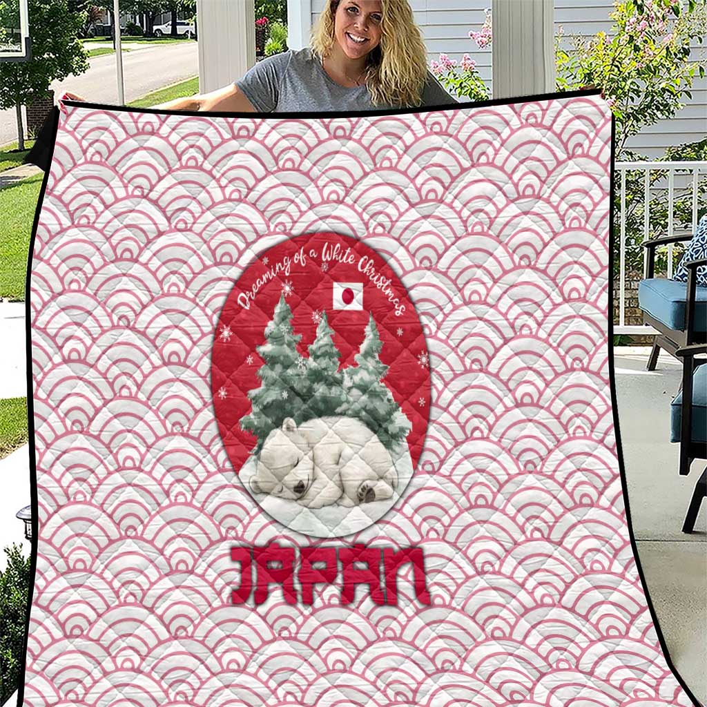 Japan Christmas Quilt with Sleeping Polar Bear Pine Trees and Chrysanthemum Crest Pattern - Wonder Print Shop