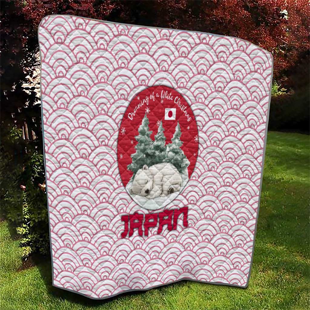 Japan Christmas Quilt with Sleeping Polar Bear Pine Trees and Chrysanthemum Crest Pattern - Wonder Print Shop