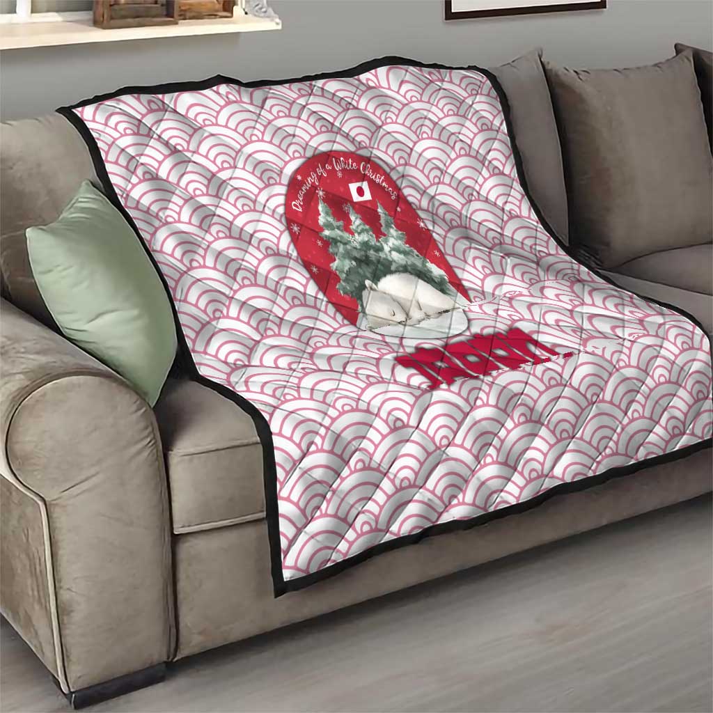 Japan Christmas Quilt with Sleeping Polar Bear Pine Trees and Chrysanthemum Crest Pattern - Wonder Print Shop