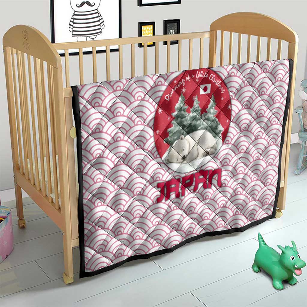 Japan Christmas Quilt with Sleeping Polar Bear Pine Trees and Chrysanthemum Crest Pattern - Wonder Print Shop