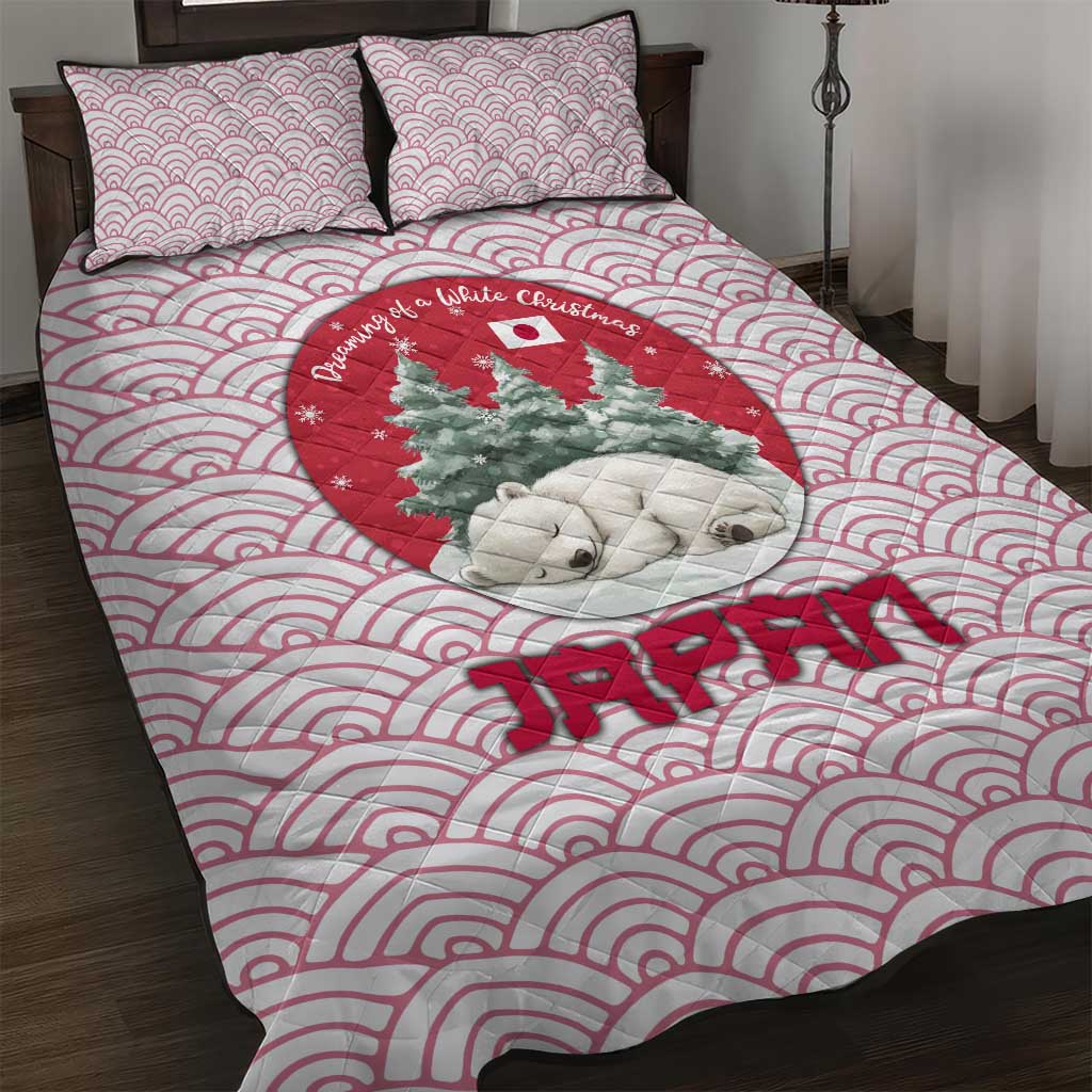 Japan Christmas Quilt Bed Set with Sleeping Polar Bear Pine Trees and Chrysanthemum Crest Pattern - Wonder Print Shop