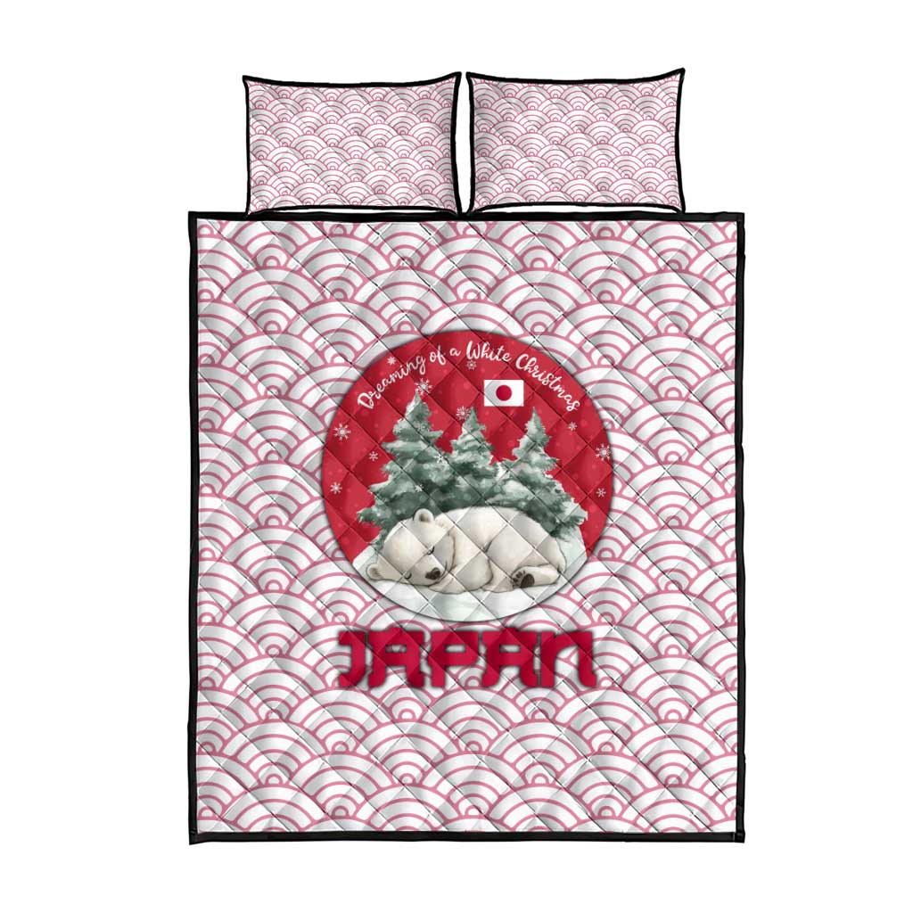 Japan Christmas Quilt Bed Set with Sleeping Polar Bear Pine Trees and Chrysanthemum Crest Pattern - Wonder Print Shop