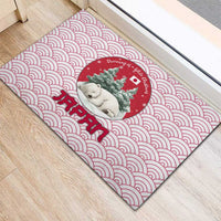 Japan Christmas Rubber Doormat with Sleeping Polar Bear Pine Trees and Chrysanthemum Crest Pattern - Wonder Print Shop