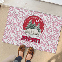 Japan Christmas Rubber Doormat with Sleeping Polar Bear Pine Trees and Chrysanthemum Crest Pattern - Wonder Print Shop