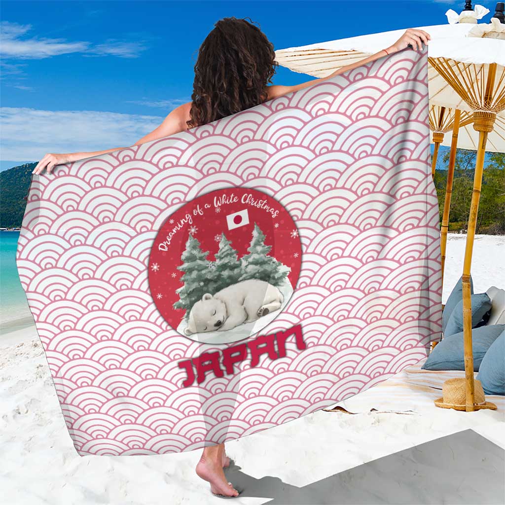 Japan Christmas Sarong with Sleeping Polar Bear Pine Trees and Chrysanthemum Crest Pattern - Wonder Print Shop