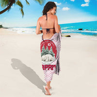 Japan Christmas Sarong with Sleeping Polar Bear Pine Trees and Chrysanthemum Crest Pattern - Wonder Print Shop