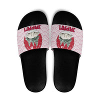 Japan Christmas Slide Sandals with Sleeping Polar Bear Pine Trees and Chrysanthemum Crest Pattern - Wonder Print Shop
