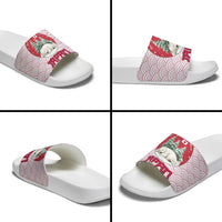 Japan Christmas Slide Sandals with Sleeping Polar Bear Pine Trees and Chrysanthemum Crest Pattern - Wonder Print Shop