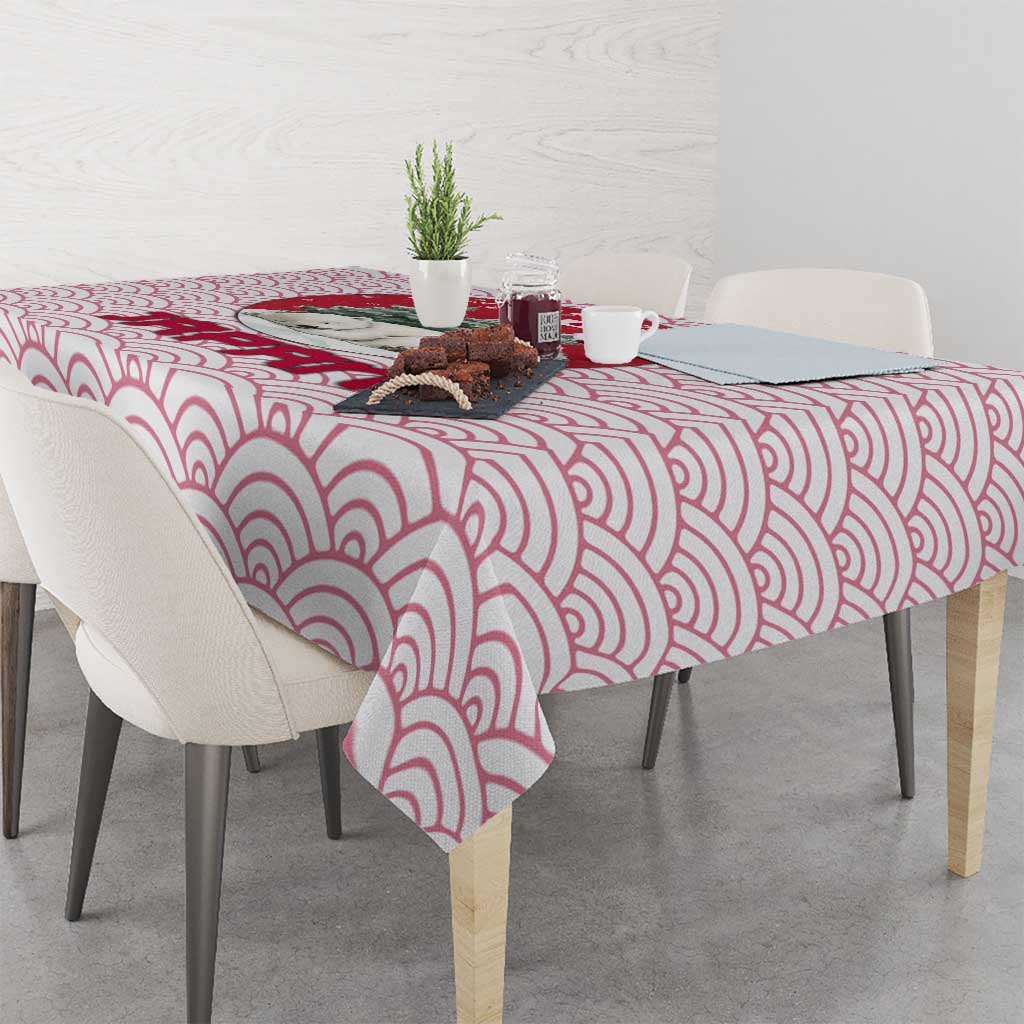 Japan Christmas Tablecloth with Sleeping Polar Bear Pine Trees and Chrysanthemum Crest Pattern - Wonder Print Shop