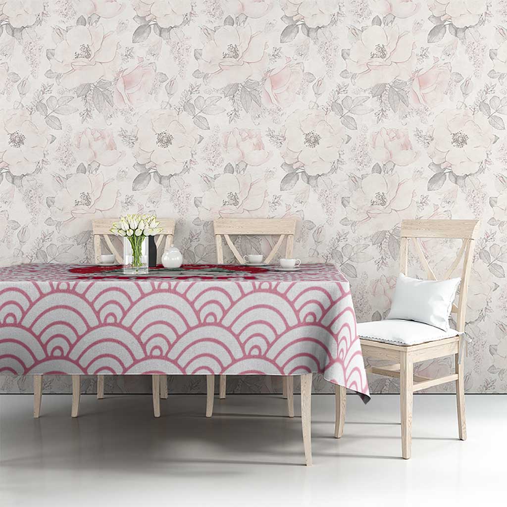 Japan Christmas Tablecloth with Sleeping Polar Bear Pine Trees and Chrysanthemum Crest Pattern - Wonder Print Shop