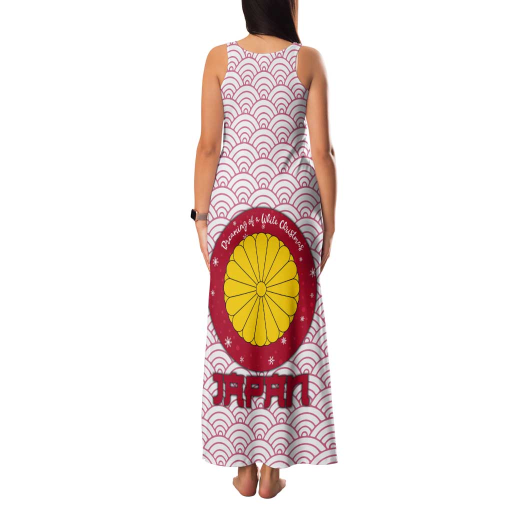 Japan Christmas Tank Maxi Dress with Sleeping Polar Bear Pine Trees and Chrysanthemum Crest Pattern - Wonder Print Shop